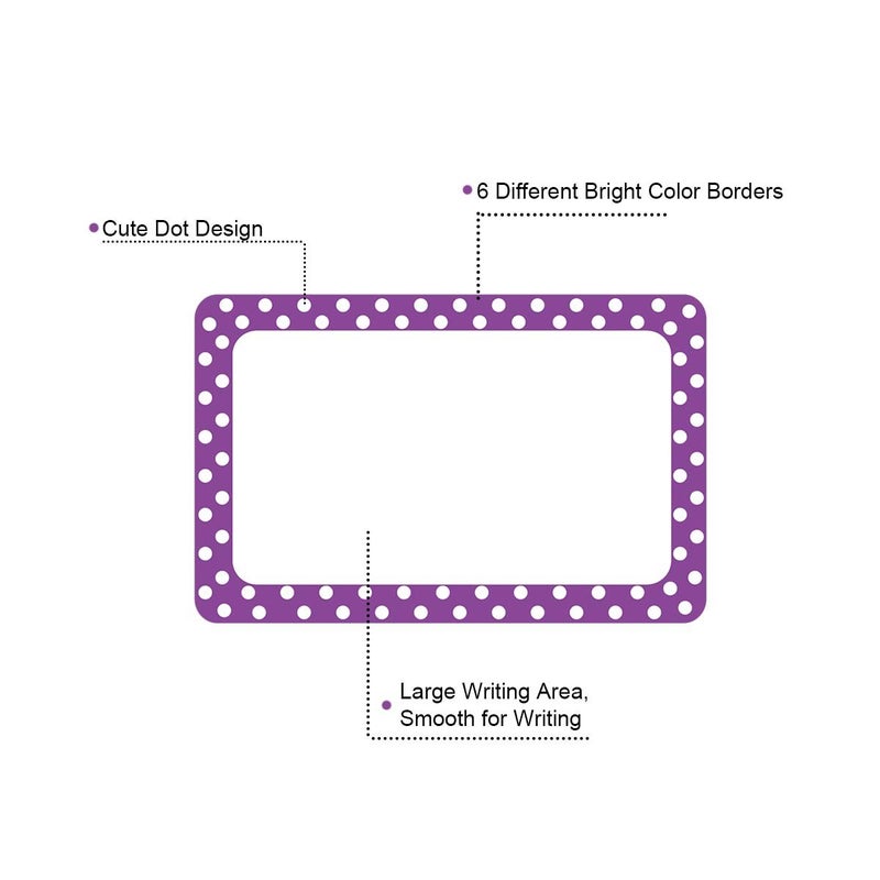 Cualfec 300 Cute Dot Name Tag Stickers Colorful Border Name Labels for School, Office, Home Can Be Used on Clothes, Storage Boxes, Packages - Updated Stronger Stickiness - Image 4